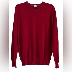 Vintage Old Navy Sweater V-Neck Red Mens Large Pullover Cotton Knit Preppy Y2K